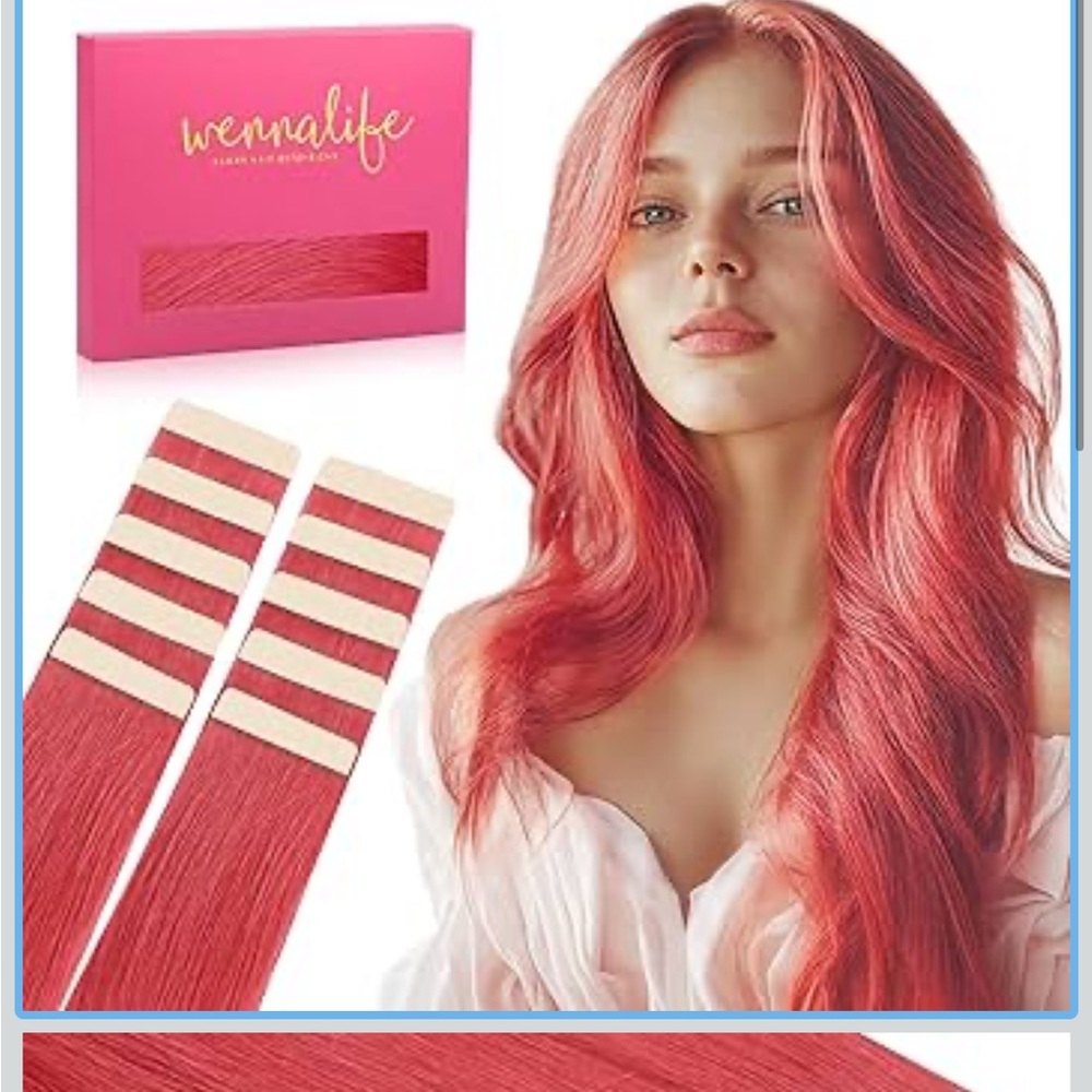HUMAN HAIR 16” tape in extensions pink